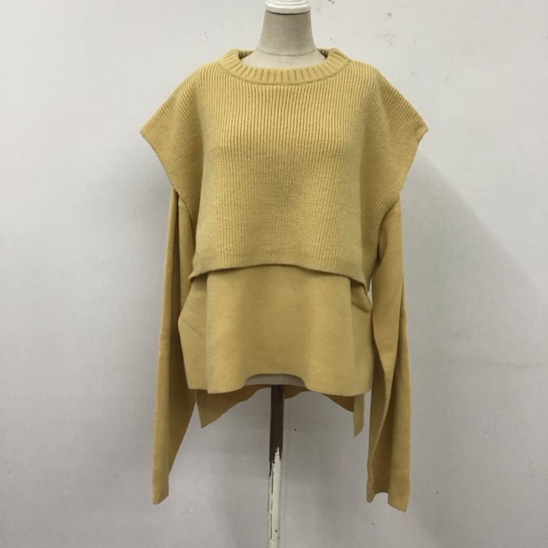 マウジー MOUSSY ニット、セーター 長袖 010EAS70-6640 LAYERED RIB セーター FREE 無地 黄 / イエロー / レディース USED 古着 中古 10123873