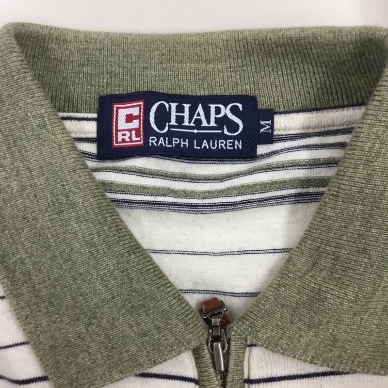 チャップス CHAPS カットソー 半袖 1625-3030 ハーフジップ 襟付き ポロシャツ ボーダー M ワンポイント 紺 / ネイビー / X カーキ / カーキ / X アイボリー / アイボリー / メンズ USED 古着 中古 10115533