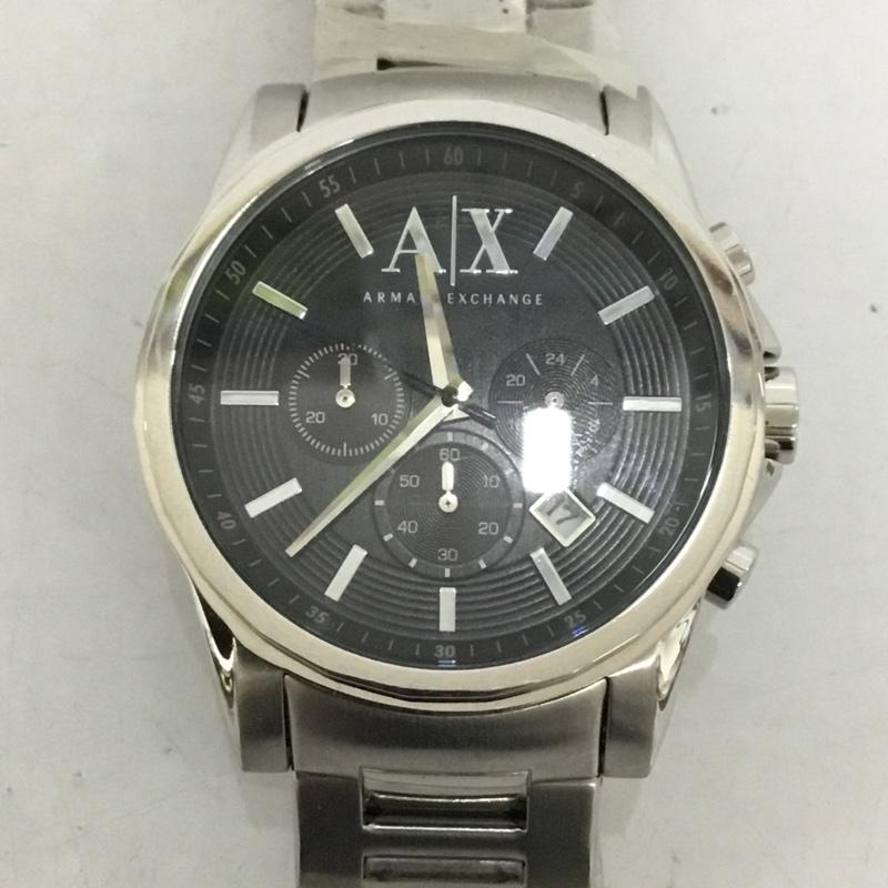 アルマーニエクスチェンジ ARMANI EXCHANGE 腕時計 アナログ(クォーツ式) AX2084 ロゴ、文字 銀 / シルバー / X 黒 / ブラック / メンズ USED 古着 中古 10129443