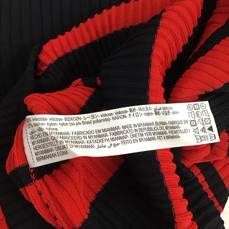 ザラ ZARA カットソー 長袖 L ボーダー柄 黒 / ブラック / X 赤 / レッド / レディース USED 古着 中古 10131620