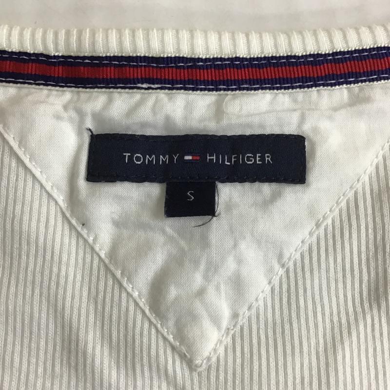 トミーヒルフィガー TOMMY HILFIGER カットソー 七分袖 ヘンリーネックカットソー リブカットソー プリントカットソー S ロゴ、文字 白 / ホワイト /  レディース USED 古着 中古 10105940