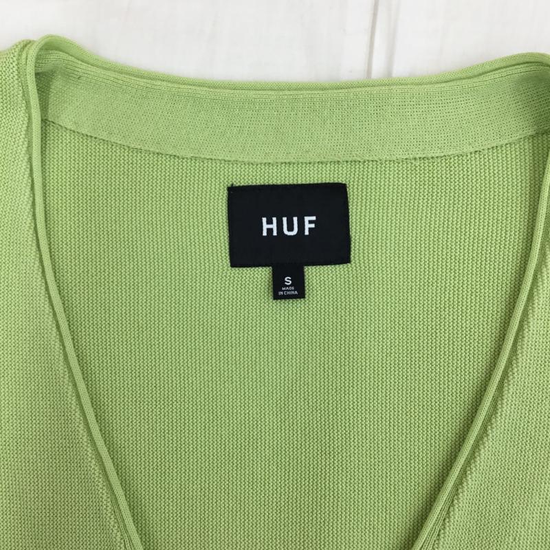 ハフ HUF カーディガン 長袖 CHAIN LINK CARDIGAN S 黄緑 / イエローグリーン / X 白 / ホワイト / メンズ USED 古着 中古 10136988