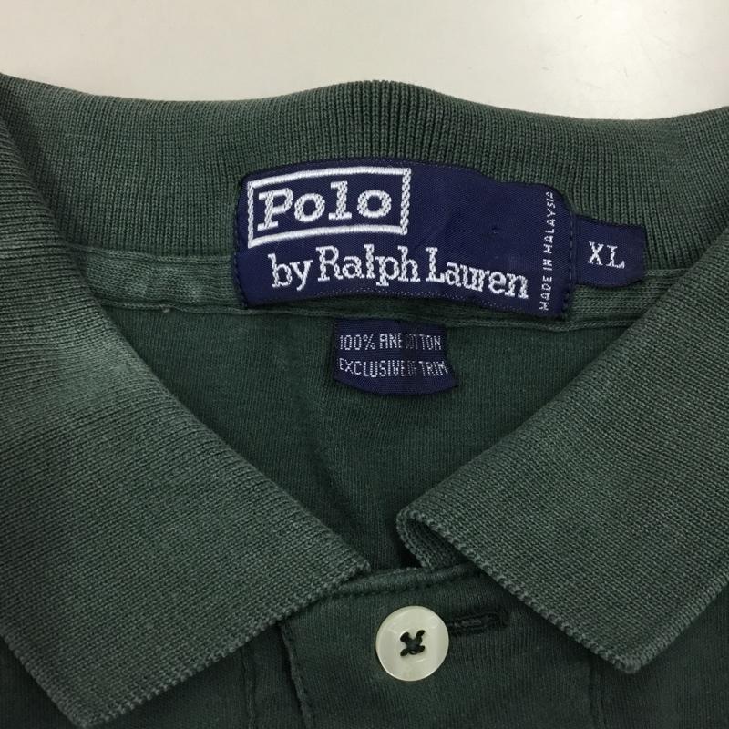 ポロバイラルフローレン Polo by RALPH LAUREN ポロシャツ 半袖 半袖ポロシャツ カラーシャツ 半袖カットソー XL ロゴ、文字 緑 / グリーン / メンズ USED 古着 中古 10108547