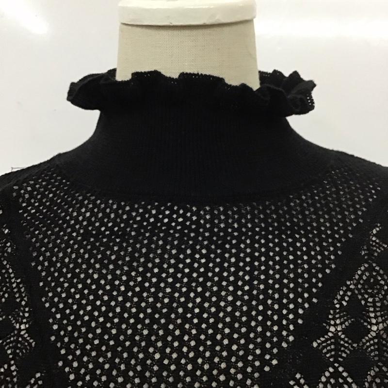 ザラ ZARA カットソー 長袖 4331 104 800 スタンドカラー 透かし編み L 無地 黒 / ブラック /  レディース USED 古着 中古 10113671