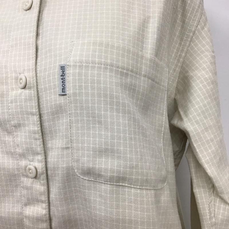 モンベル mont-bell シャツ、ブラウス 長袖 長袖シャツ ノーカラーシャツ ポケットシャツ 長袖カットソー チェックシャツ M チェック ベージュ / ベージュ / レディース USED 古着 中古 10114515