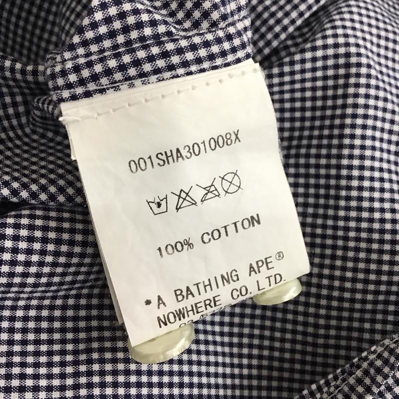 アベイシングエイプ A BATHING APE Tシャツ 半袖 半袖シャツ カラーシャツ 半袖カットソー デニムシャツ L ロゴ、文字 インディゴ / インディゴ / メンズ USED 古着 中古 10117278