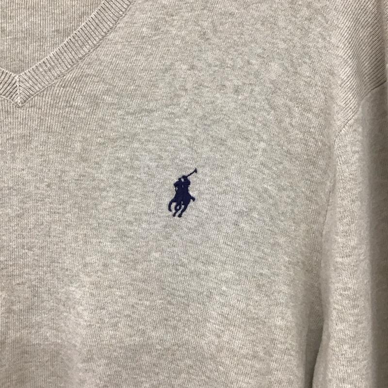 ポロラルフローレン POLO RALPH LAUREN ニット、セーター 長袖 長袖ニットカットソー Vネック セーター M ロゴ、文字 ベージュ / ベージュ / メンズ USED 古着 中古 10133076