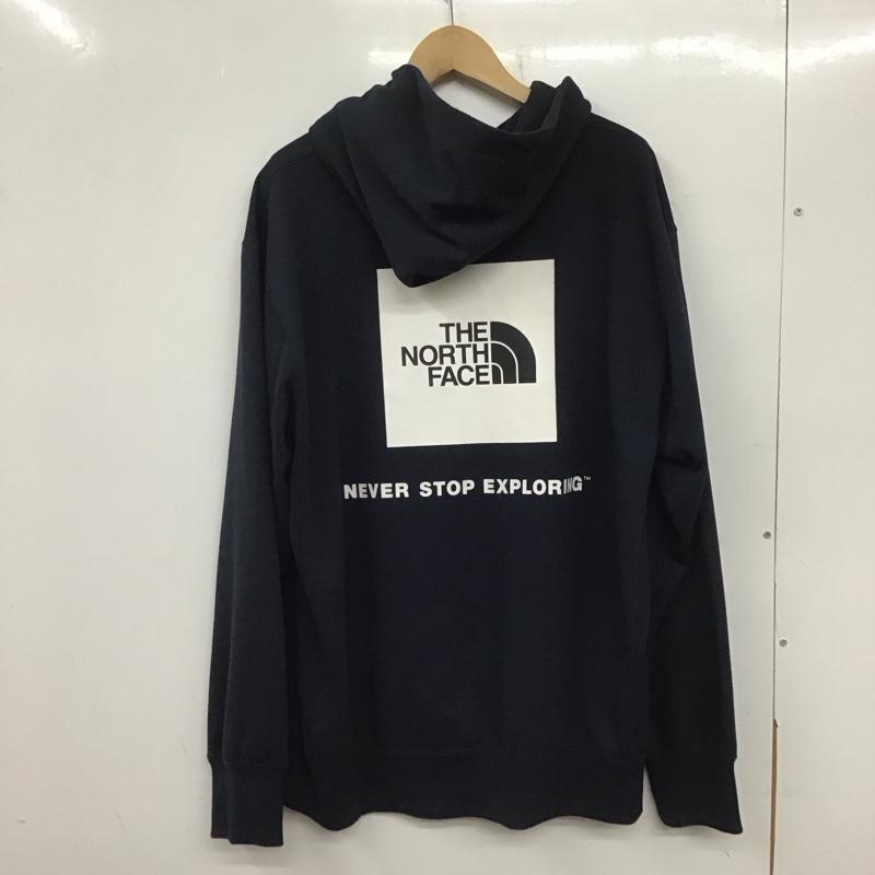 ザノースフェイス THE NORTH FACE パーカー 長袖 nt12034 バックスクエアロゴフーディ 長袖スウェットパーカー XXL ロゴ、文字 紺 / ネイビー / メンズ USED 古着 中古 10138709
