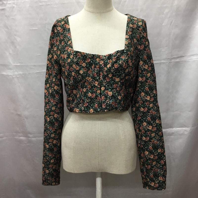 ザラ ZARA カットソー 長袖 8510 756 800 ショート丈 スクエアネック フロントホック M 花柄 マルチカラー / マルチカラー /  レディース USED 古着 中古 10107453