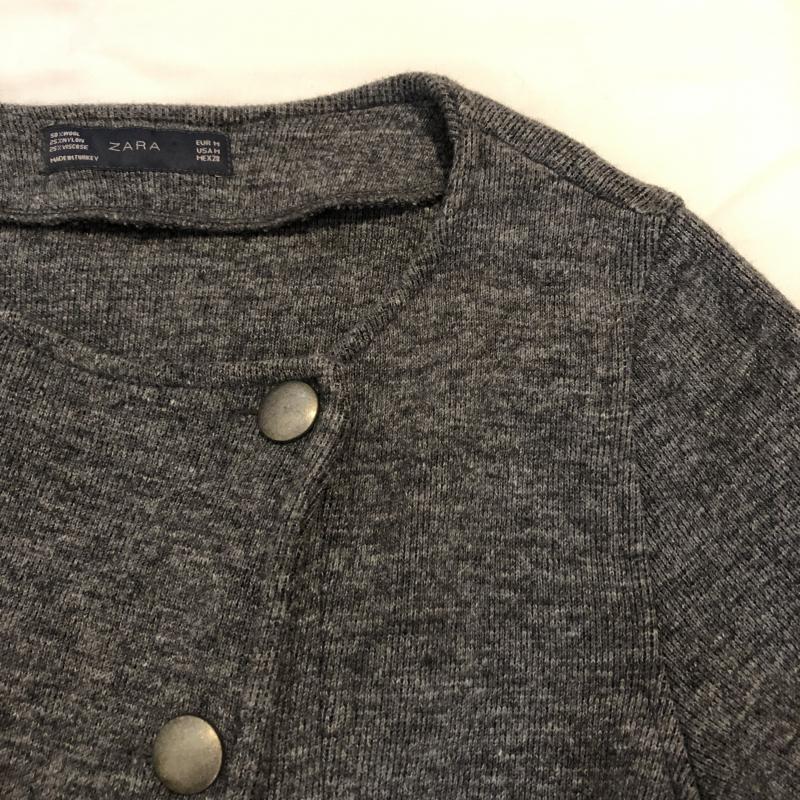 ザラ ZARA ジャケット、上着 ジャケット、ブレザー ニットジャケット M 無地 灰 / グレー / レディース USED 古着 中古 10012945
