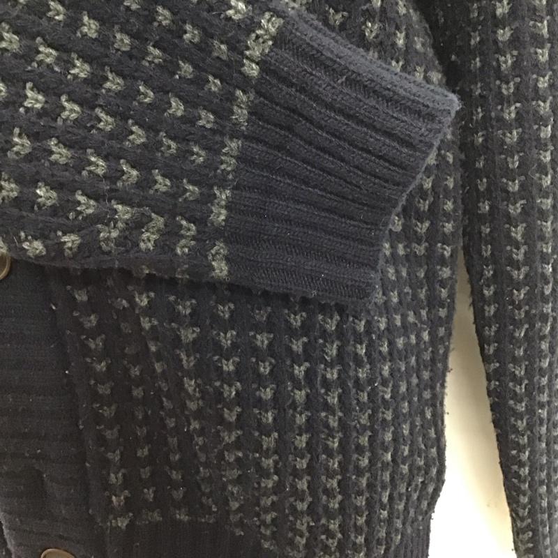 ダンヒル DUNHILL カーディガン 長袖 長袖ニットカーディガン リブニットカーディガン 前ボタン M 総柄 紺 / ネイビー / メンズ USED 古着 中古 10114980