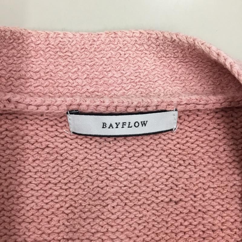ベイフロー BAYFLOW カーディガン 長袖 長袖カーディガン 長袖カットソー ノーカラージャケット 前開カーディガン 3 無地 桃 / ピンク / レディース USED 古着 中古 10118057