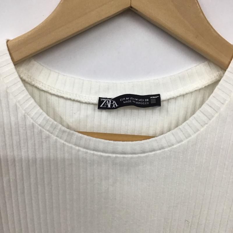 ザラ ZARA カットソー 半袖 0085/550/251 オーブンショルダー ニットT M 無地 白 / ホワイト / レディース USED 古着 中古 10131024
