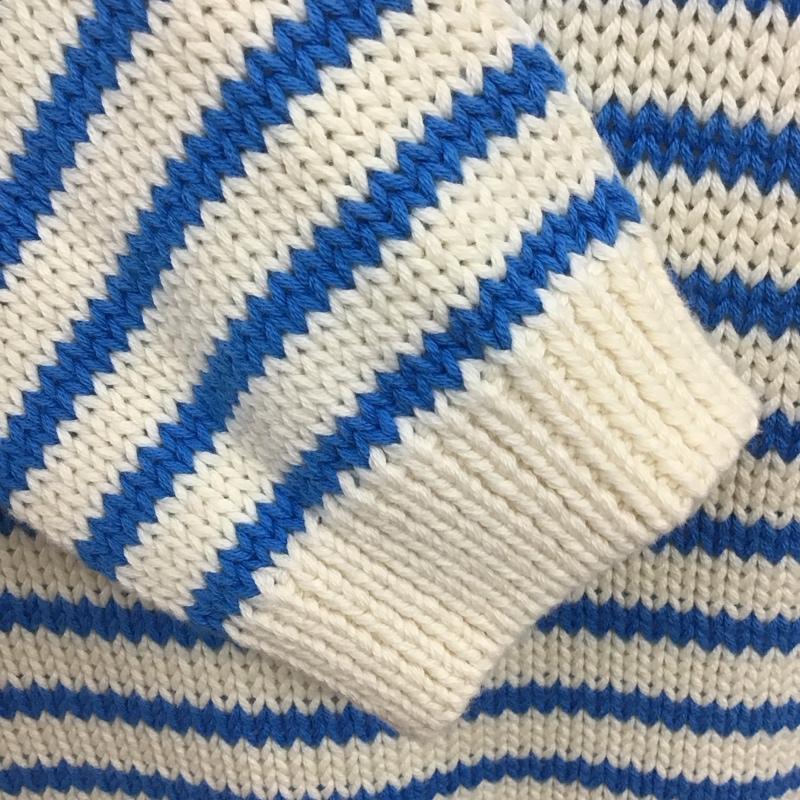 ザラ ZARA ニット、セーター 長袖 長袖ニットカットソー ニット セーター クルーネックニット S ボーダー柄 白 / ホワイト / X 青 / ブルー /  レディース USED 古着 中古 10110451