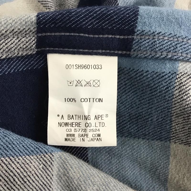 アベイシングエイプ A BATHING APE シャツ、ブラウス 長袖 長袖シャツ チェックシャツ フード付きシャツ カジュアルシャツ XL チェック 青 / ブルー / メンズ USED 古着 中古 10109783