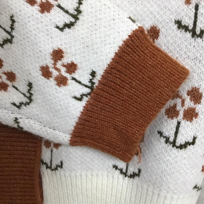 アビトーキョー ABITOKYO カーディガン 長袖 FREE 総柄 白 / ホワイト / X 茶 / ブラウン / レディース USED 古着 中古 10130373