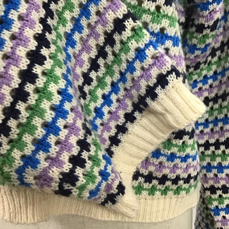 ダブルクローゼット w closet カーディガン 長袖 長袖ニットカーディガン リブニットカーディガン 前ボタン ボーダー柄 マルチカラー / マルチカラー / レディース USED 古着 中古 10124575