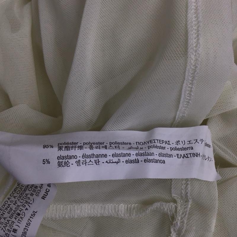 ザラ ZARA カットソー 長袖 長袖カットソー シースルーカットソー フリルネック L 無地 ベージュ / ベージュ /  レディース USED 古着 中古 10114928