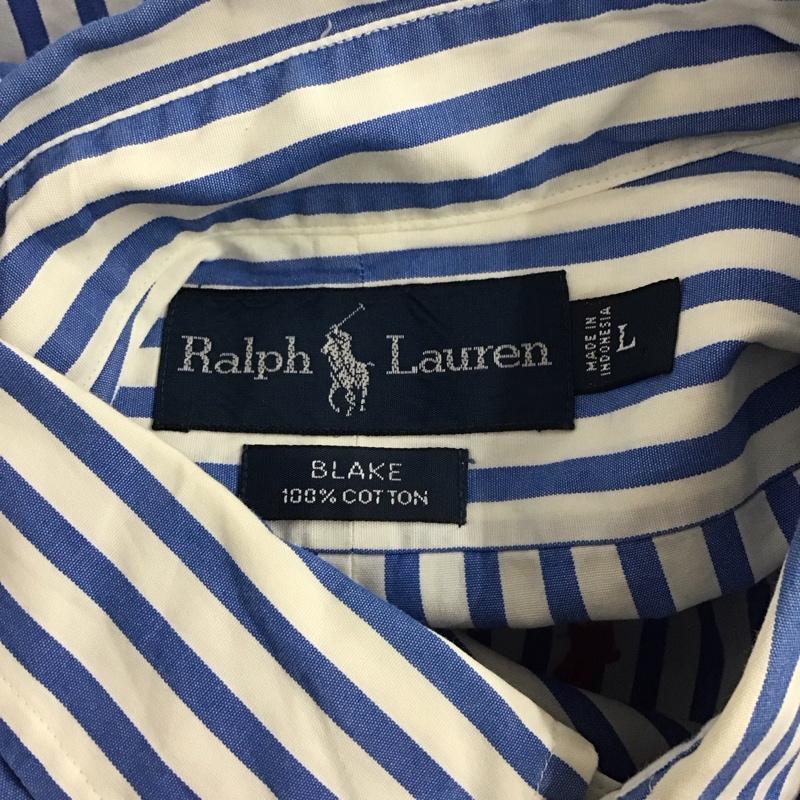 ラルフローレン RALPHLAUREN シャツ、ブラウス 長袖 長袖シャツ カラーシャツ ストライプシャツ 長袖カットソー L ストライプ 白 / ホワイト / X 青 / ブルー / メンズ USED 古着 中古 10122958