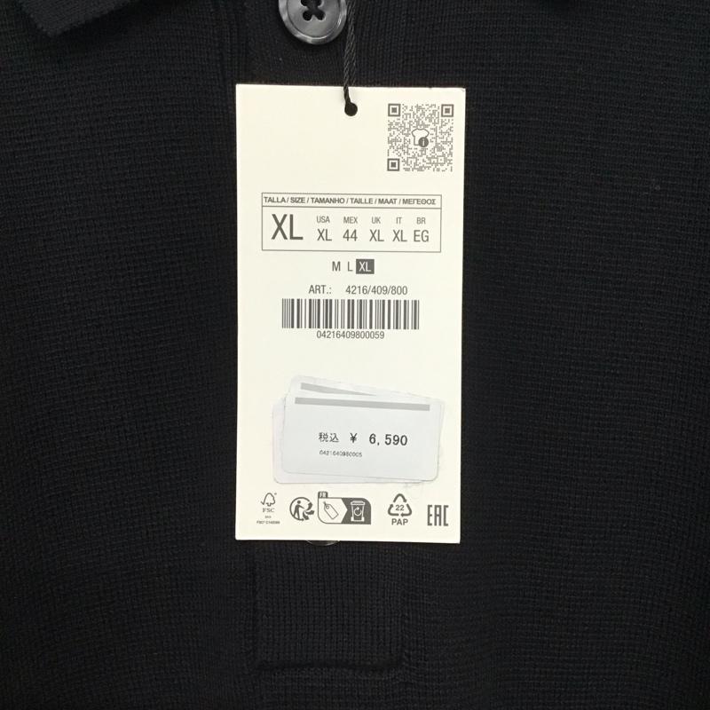 ザラ ZARA ポロシャツ 半袖 半袖ポロシャツ カラーシャツ 半袖カットソー XL 無地 黒 / ブラック / メンズ USED 古着 中古 10133345