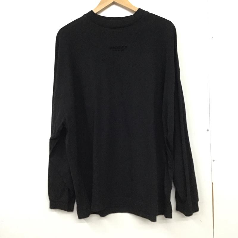 エッセンシャルズ ESSENTIALS カットソー 長袖 長袖カットソー プリントカットソー クルーネック XS ロゴ、文字 黒 / ブラック / メンズ USED 古着 中古 10137032
