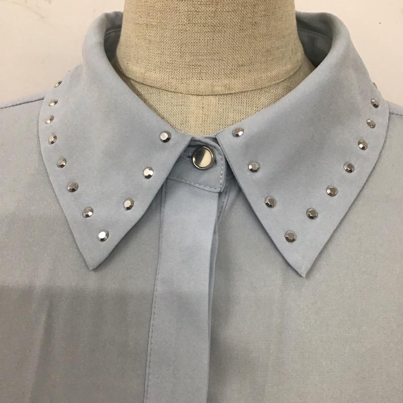 ザラ ZARA シャツ、ブラウス 長袖 スタッズ ワークシャツ S 無地 水色 / ライトブルー / レディース USED 古着 中古 10120061