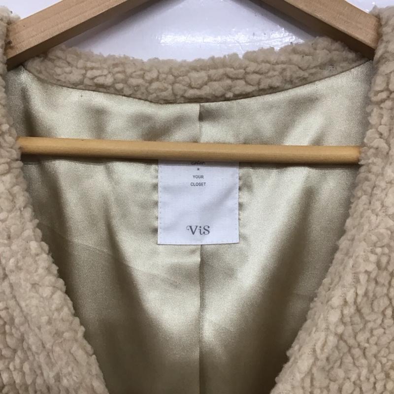 ビス ViS コート コート一般 BVO-3708-B フロントZIPノーカラーボアコート M 無地 ベージュ / ベージュ / レディース USED 古着 中古 10132861