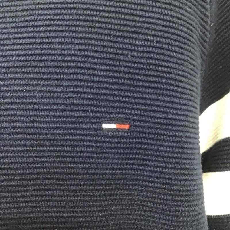 トミーヒルフィガー TOMMY HILFIGER ジャケット、上着 ジャケット、ブレザー ジップアップニットジャケット ノーカラージャケット セーター 長袖ニットカットソー M ロゴ、文字 紺 / ネイビー /  メンズ USED 古着 中古 10109088