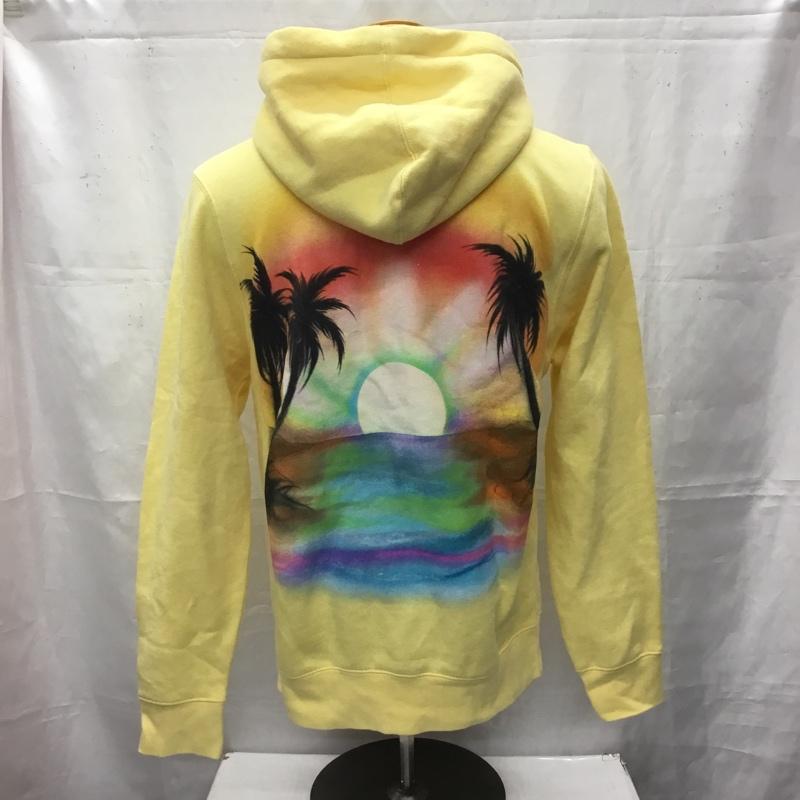 ステューシー STUSSY パーカー 長袖 長袖パーカー フード付きパーカー プリントスウェット トレーナー S プリント 黄 / イエロー / メンズ USED 古着 中古 10106460