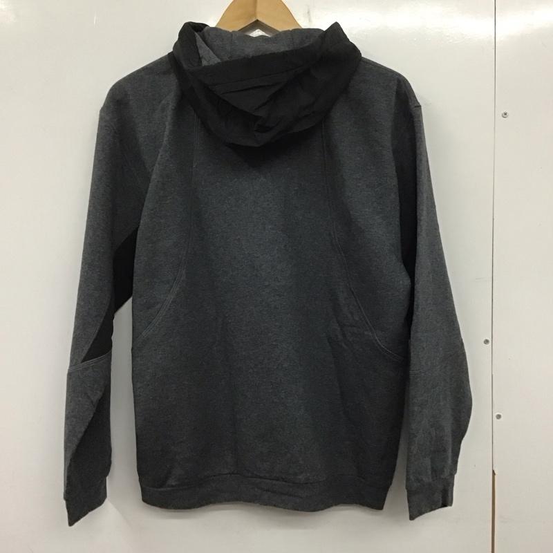 アディダス adidas パーカー 長袖 プルオーバーパーカー ジップアップカラー スポーツウェア M ロゴ、文字 灰 / グレー / メンズ USED 古着 中古 10138594