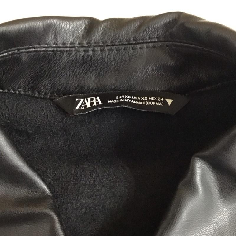 ザラ ZARA ジャケット、上着 ジャケット、ブレザー 3427 790 800 フェイクレザー シャツジャケット XS 無地 黒 / ブラック / レディース USED 古着 中古 10118454