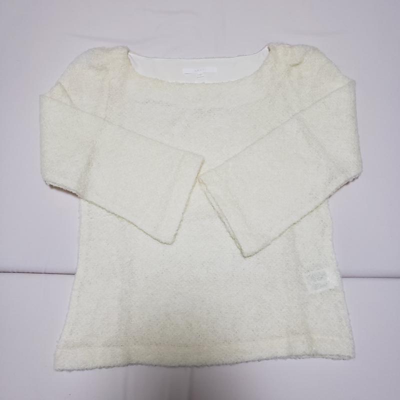 アナイ ANAYI カットソー 七分袖 透け感あり/ニットカットソー 38 無地 X 白 / ホワイト / レディース USED 古着 中古 10015253