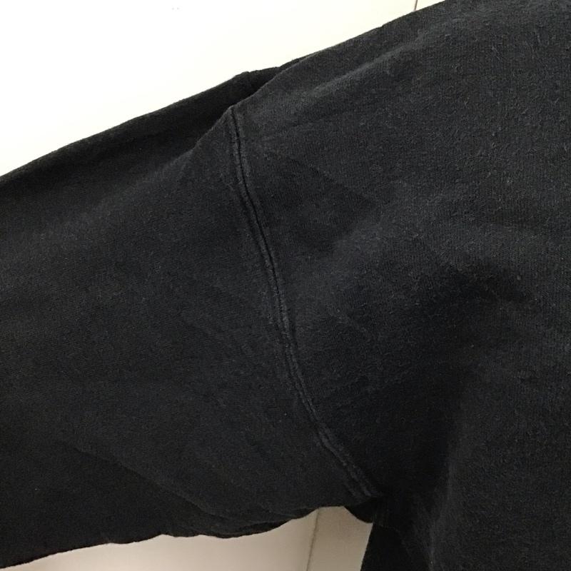 ヘインズ HANES トレーナー 長袖 長袖トレーナー スウェット クルーネック リブスウェットカットソー M ロゴ、文字 黒 / ブラック / メンズ USED 古着 中古 10115722