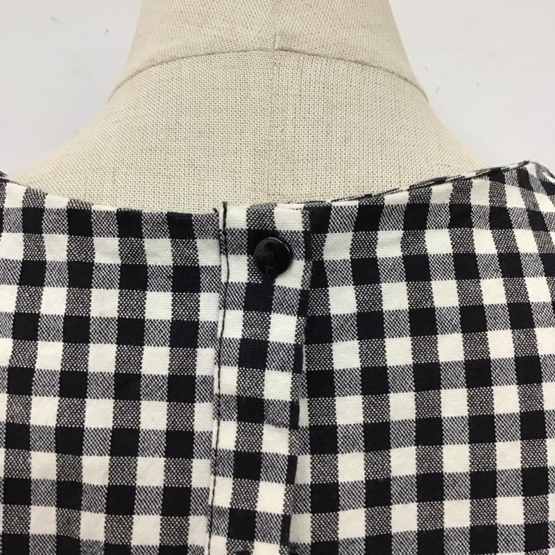 ザラ ZARA TRAFALUC カットソー 半袖 フレンチスリーブ L チェック 白 / ホワイト / X 黒 / ブラック /  レディース USED 古着 中古 10114083