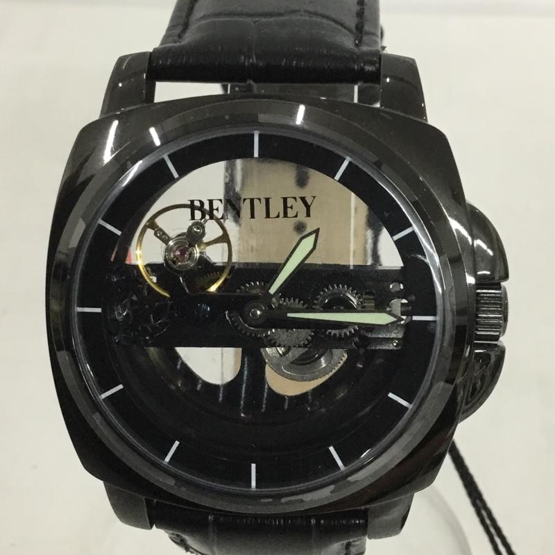 ベントレー BENTLEY 腕時計 アナログ(自動巻き) BT-AM077-BKB レザーバンド 箱有 機械式腕時計 ロゴ、文字 黒 / ブラック / メンズ USED 古着 中古 10135053