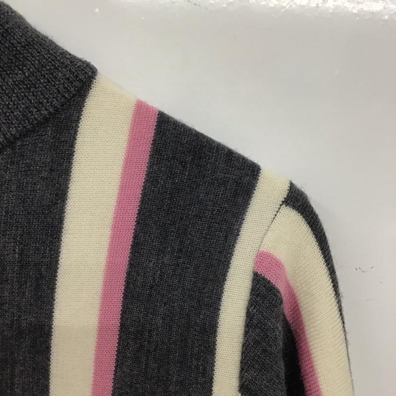 ビームスゴルフ BEAMS GOLF ニット、セーター 長袖 長袖ニットカットソー クルーネック セーター L ストライプ 灰 / グレー / X 桃 / ピンク / X ベージュ / ベージュ / レディース USED 古着 中古 10135441
