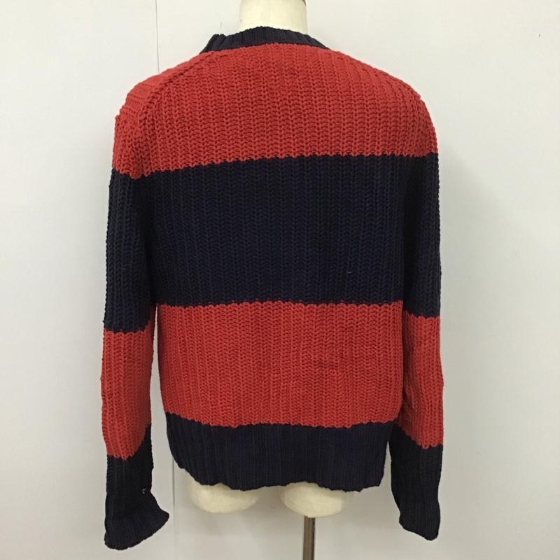 トミーヒルフィガー TOMMY HILFIGER ニット、セーター 長袖 長袖ニットカットソー クルーネックカットソー セーター ボーダーニットカットソー XL ボーダー柄 赤 / レッド / X 紺 / ネイビー / メンズ USED 古着 中古 10112062