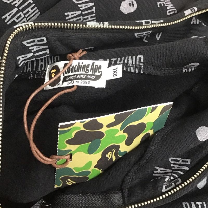 ア ベイシング エイプ A BATHING APE×PORTER パーカー 長袖 ジップアップパーカー 長袖パーカー フード付きパーカー XXL 総柄 X ロゴ、文字 黒 / ブラック / メンズ USED 古着 中古 10107437