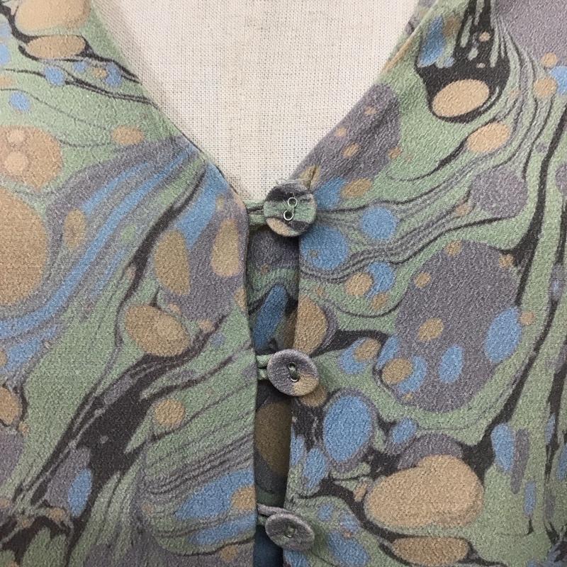 スローバイスライ THROW by SLY シャツ、ブラウス 七分袖 030ES030-1220 FRONT BUTTON SHIRRING BL パフスリーブ 肩パット FREE 総柄 マルチカラー / マルチカラー / レディース USED 古着 中古 10109488