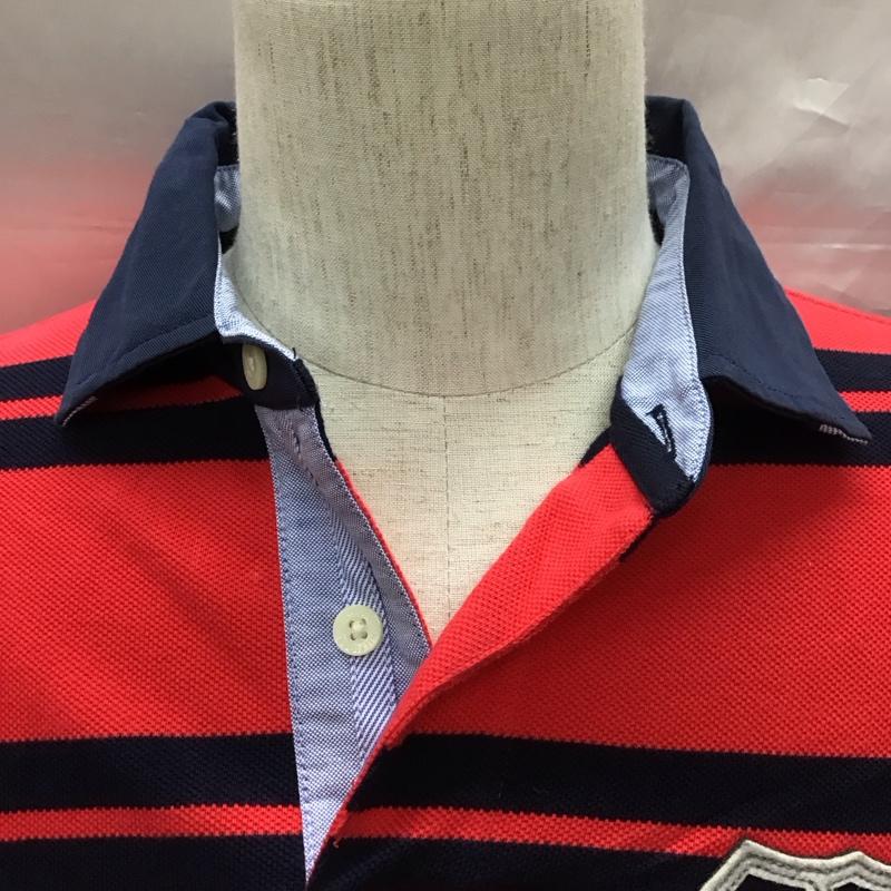トミーヒルフィガー TOMMY HILFIGER ポロシャツ 半袖 半袖ポロシャツ 半袖シャツ 半袖カットソー M ロゴ、文字 赤 / レッド / X 紺 / ネイビー /  メンズ USED 古着 中古 10111038