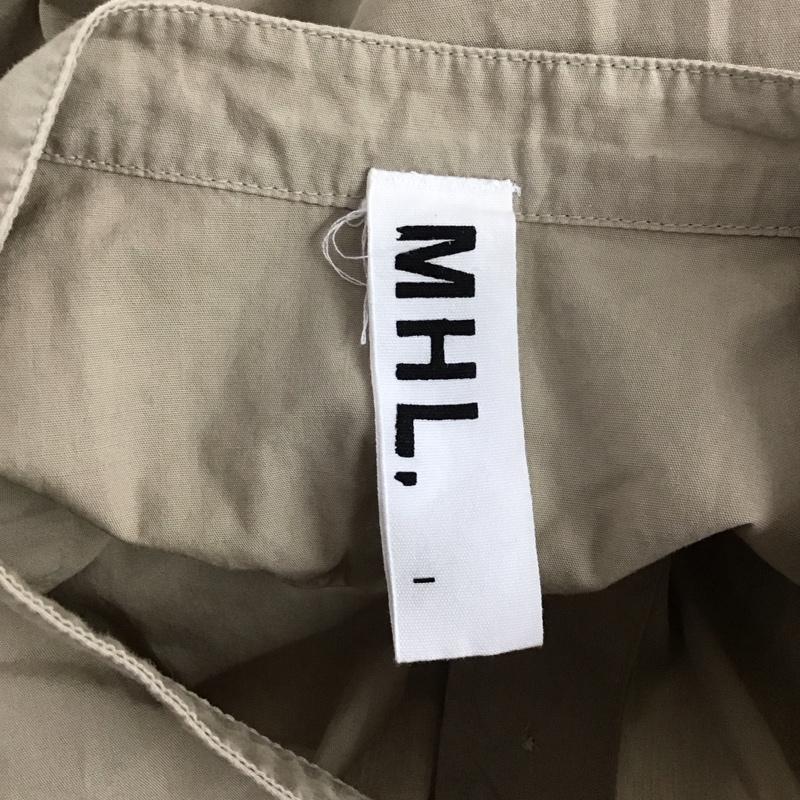 エムエイチエル MHL. ワンピース ロングスカート 半袖シャツワンピース ロングワンピース ノーカラー 1 無地 ベージュ / ベージュ / レディース USED 古着 中古 10126147