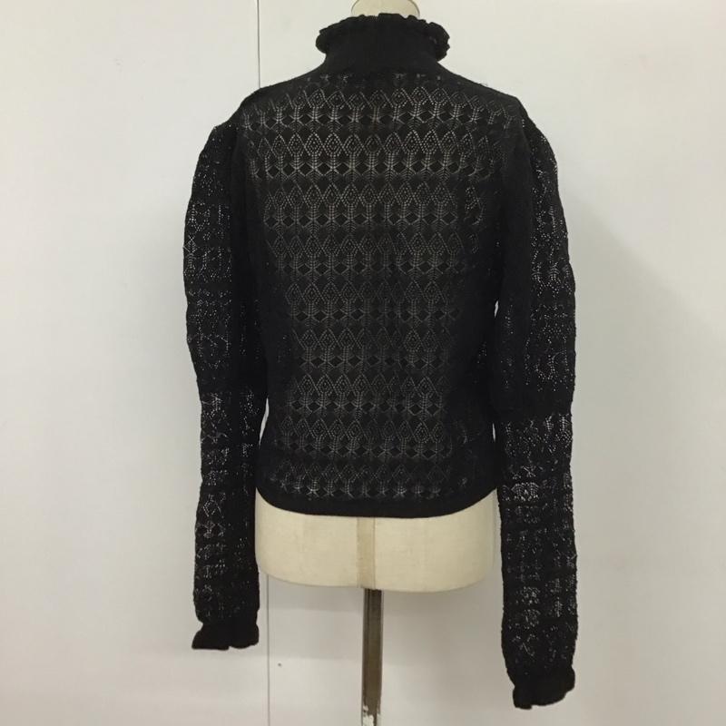 ザラ ZARA カットソー 長袖 4331 104 800 スタンドカラー 透かし編み L 無地 黒 / ブラック /  レディース USED 古着 中古 10113671