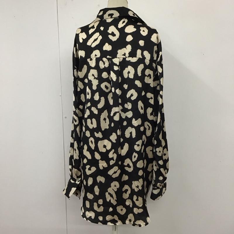 ザラ ZARA シャツ、ブラウス 長袖 8371 288 085 ZARA M ヒョウ柄・レオパード柄 黒 / ブラック / X ベージュ / ベージュ / レディース USED 古着 中古 10120065