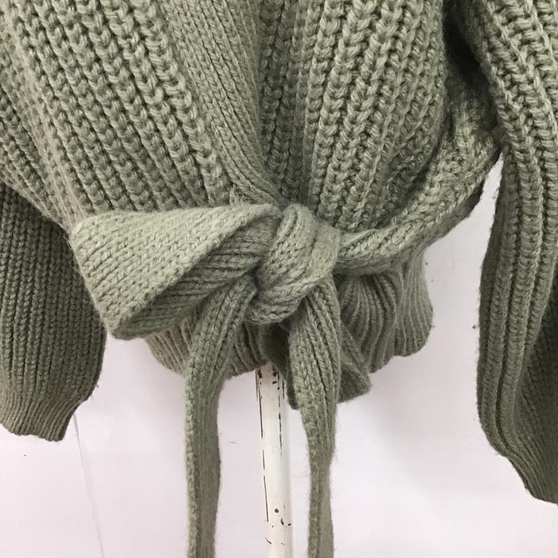 ザラ ZARA カーディガン 長袖 長袖カーディガン ニットカーデガン 前開き L 無地 カーキ / カーキ / レディース USED 古着 中古 10126912