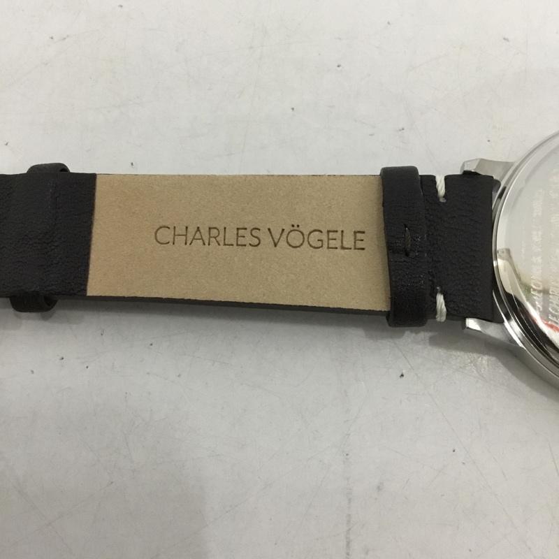 シャルルホーゲル CHARLESVOGELE 腕時計 アナログ(クォーツ式) V0718 レザーベルト カレンダー ロゴ、文字 ダークブラウン / ダークブラウン / X 紺 / ネイビー / メンズ USED 古着 中古 10135178