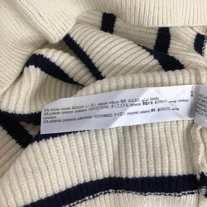 ザラ ZARA ベスト ベスト ニットベスト ノースリーブニット ジップアップネック M ボーダー柄 白 / ホワイト / レディース USED 古着 中古 10118590