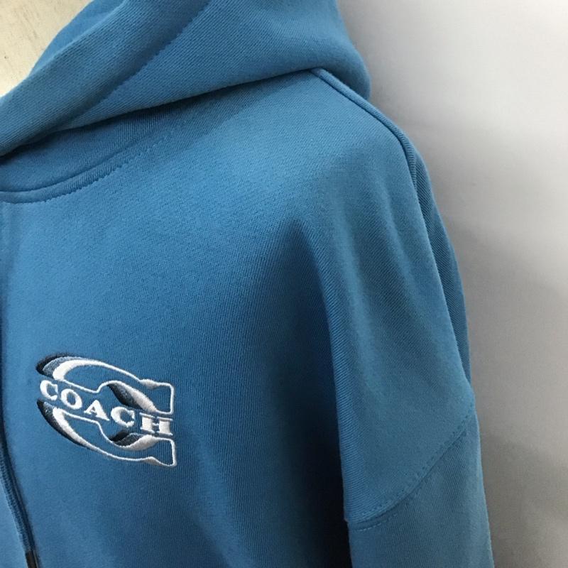 コーチ COACH パーカー 長袖 長袖パーカー フード付きパーカー プリントスウェット トレーナー L ロゴ、文字 青 / ブルー / メンズ USED 古着 中古 10109819