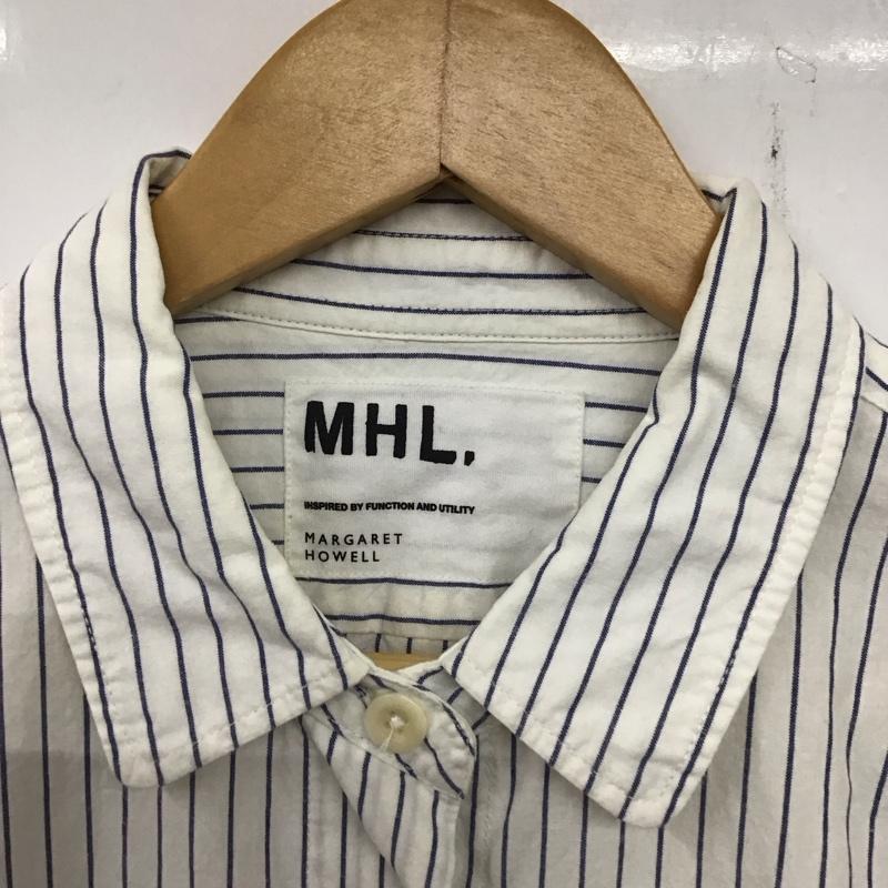 エムエイチエル MHL. シャツ、ブラウス 半袖 半袖シャツ ストライプシャツ カラーシャツ 1 ストライプ 白 / ホワイト / X 青 / ブルー / レディース USED 古着 中古 10135255