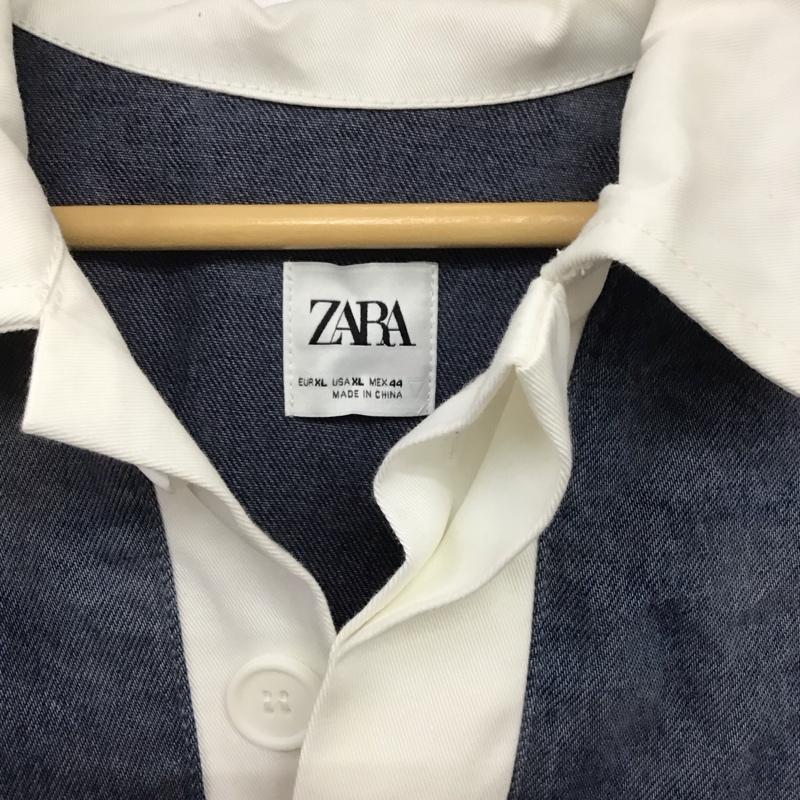 ザラ ZARA ポロシャツ 半袖 半袖ポロシャツ カラーシャツ 半袖カットソー XL 無地 インディゴ / インディゴ / メンズ USED 古着 中古 10133244