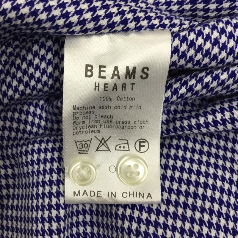 ビームス ハート BEAMS HEART シャツ、ブラウス 半袖 41-01-0060-380 ボタンダウン L 千鳥格子 白 / ホワイト / X 青 / ブルー / メンズ USED 古着 中古 10117193